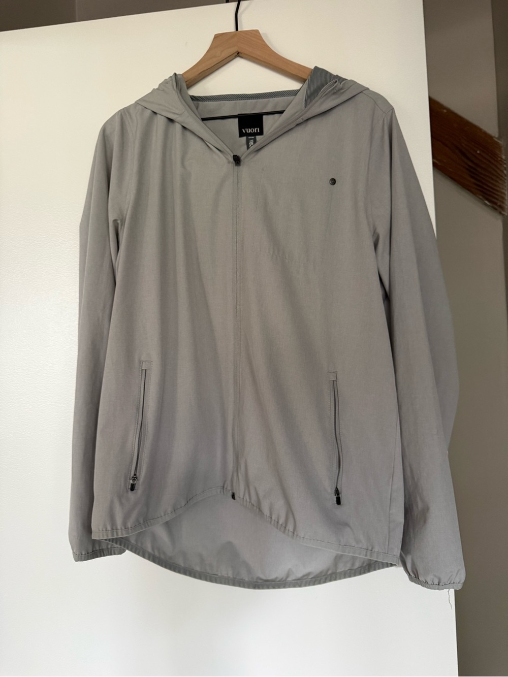 Vuori Light Gray Hooded Windbreaker Jacket